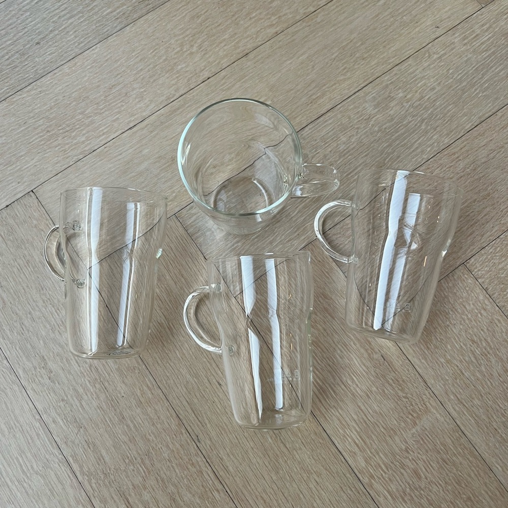Glass coffee mugs | Set of 4